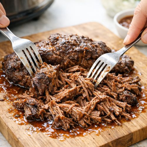 Step 6: Shred the Beef and Reduce the Sauce