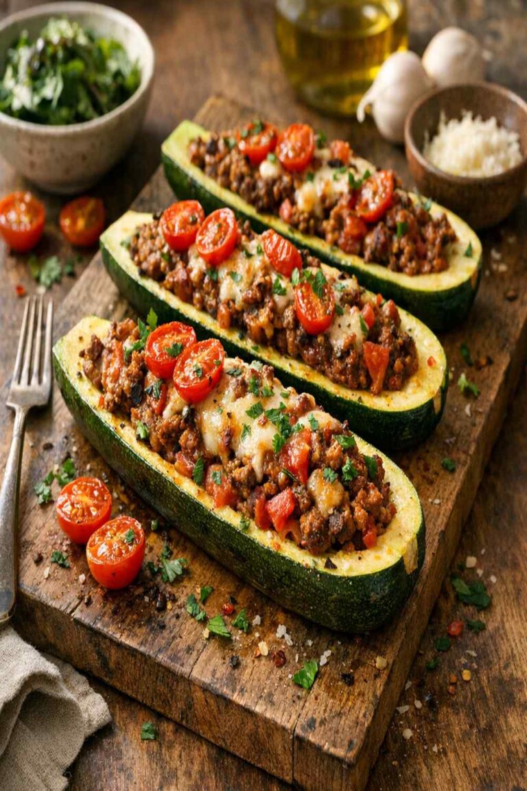 Ground Beef Stuffed Zucchini Boat Recipe