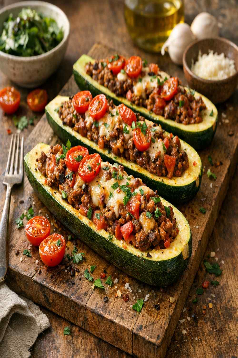 Ground Beef Stuffed Zucchini Boat Recipe