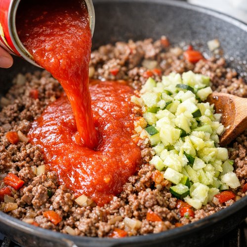 Step 4: Add Sauce and Zucchini Flesh